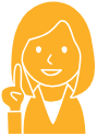 人差し指を立てた笑顔の女性のイラスト